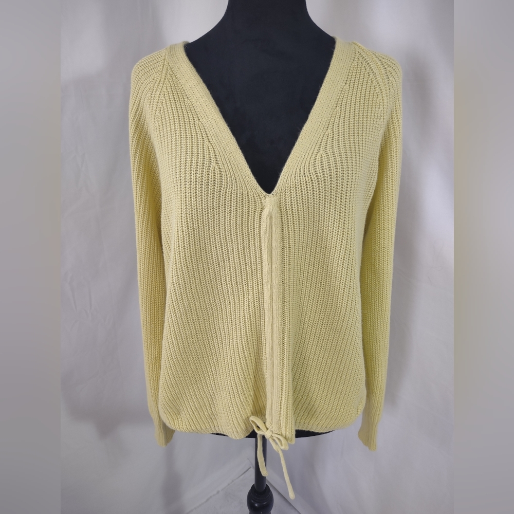 HAZEL MOON Women's Yellow V-Neck Long Sleeve Sweater Size Large